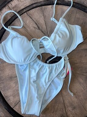Light Blue Two-Piece String Bikini Set juniors Large B45